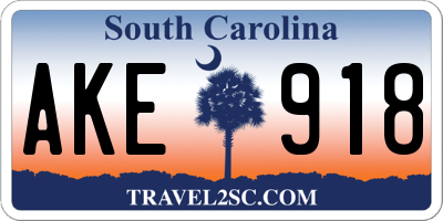 SC license plate AKE918