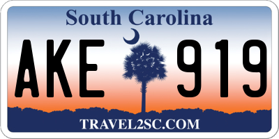SC license plate AKE919