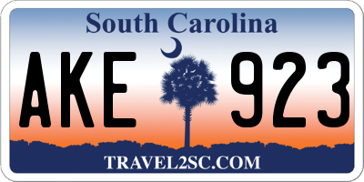 SC license plate AKE923