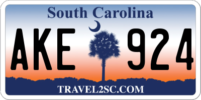 SC license plate AKE924