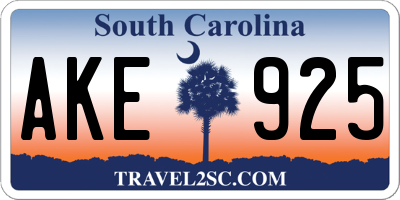 SC license plate AKE925