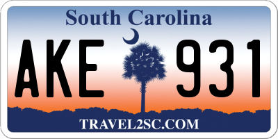 SC license plate AKE931