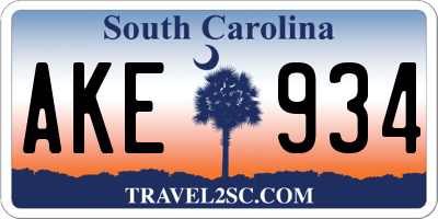 SC license plate AKE934