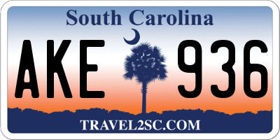 SC license plate AKE936