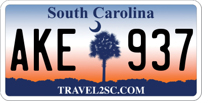 SC license plate AKE937