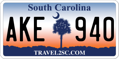 SC license plate AKE940