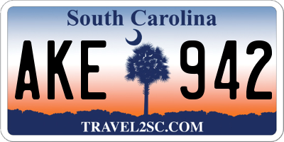 SC license plate AKE942