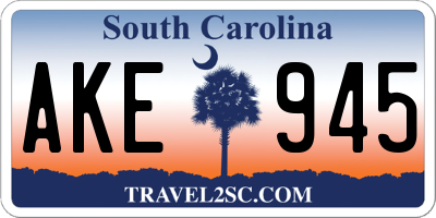 SC license plate AKE945