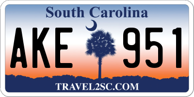 SC license plate AKE951