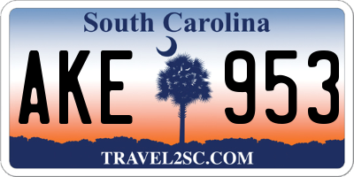 SC license plate AKE953