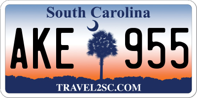 SC license plate AKE955