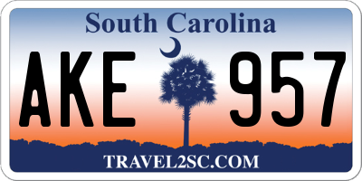 SC license plate AKE957
