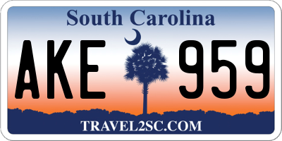 SC license plate AKE959