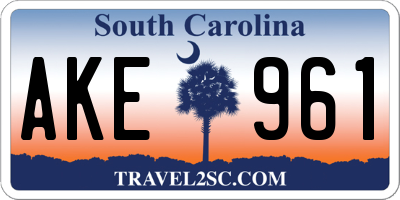 SC license plate AKE961