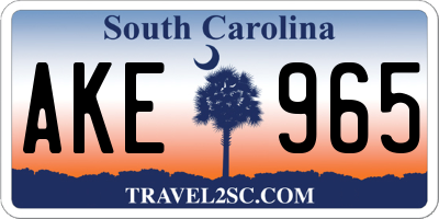 SC license plate AKE965