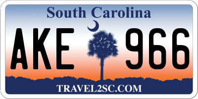 SC license plate AKE966