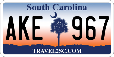SC license plate AKE967