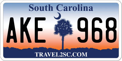 SC license plate AKE968