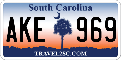 SC license plate AKE969