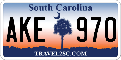 SC license plate AKE970