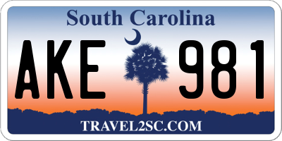 SC license plate AKE981