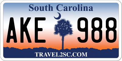 SC license plate AKE988