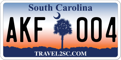 SC license plate AKF004