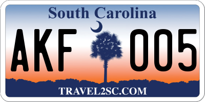 SC license plate AKF005