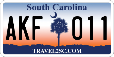 SC license plate AKF011