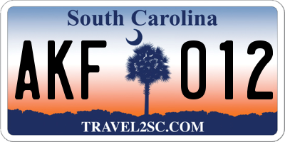 SC license plate AKF012