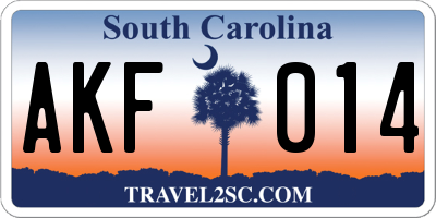 SC license plate AKF014