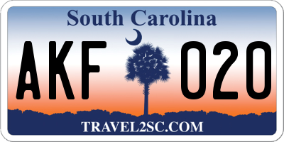 SC license plate AKF020