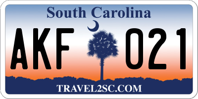 SC license plate AKF021