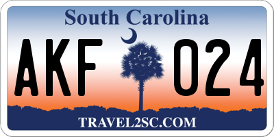 SC license plate AKF024