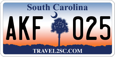 SC license plate AKF025