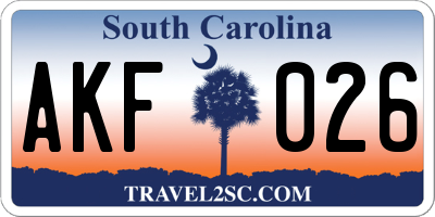 SC license plate AKF026