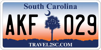 SC license plate AKF029