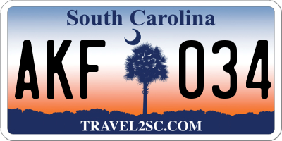 SC license plate AKF034