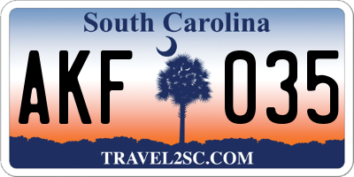 SC license plate AKF035