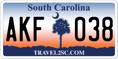 SC license plate AKF038