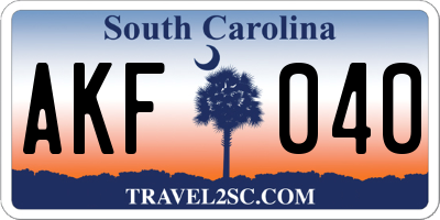 SC license plate AKF040