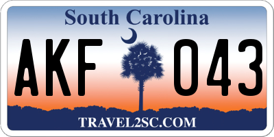 SC license plate AKF043
