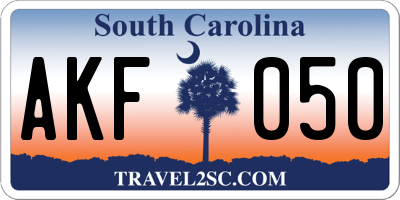SC license plate AKF050