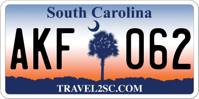 SC license plate AKF062