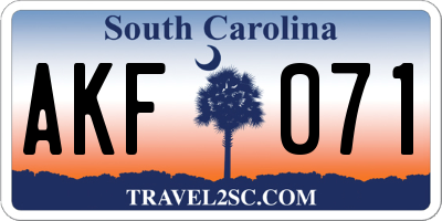 SC license plate AKF071