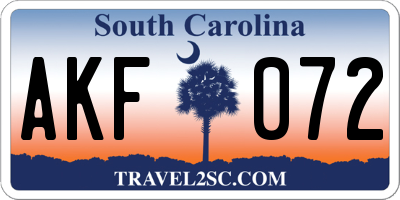 SC license plate AKF072