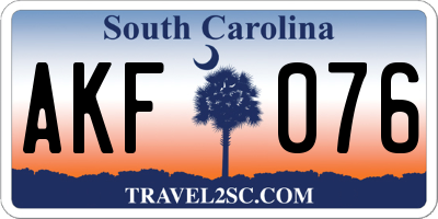 SC license plate AKF076
