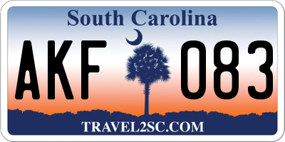 SC license plate AKF083