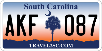 SC license plate AKF087