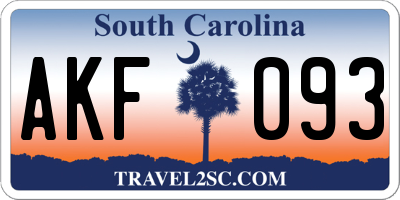 SC license plate AKF093